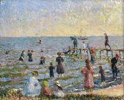 William Glackens Bathing at Bellport, Long Island oil on canvas